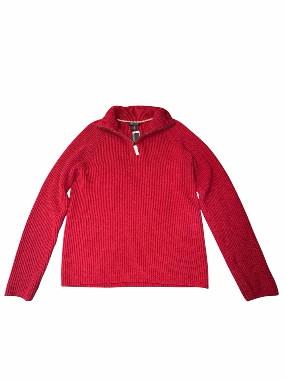 Banana Republic Red Wool Quarter Zip Sweater NWT Size M Italian Yarn